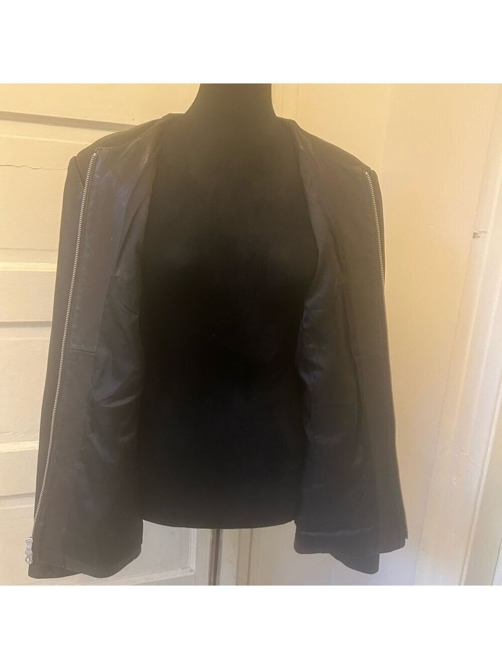 Classics Entier Women’s Leather Moto Jacket Sz 16 Black Full Zip Pockets - Picture 5 of 9